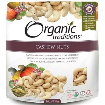 Organic Traditions Certified Organic Raw Cashews 454gr